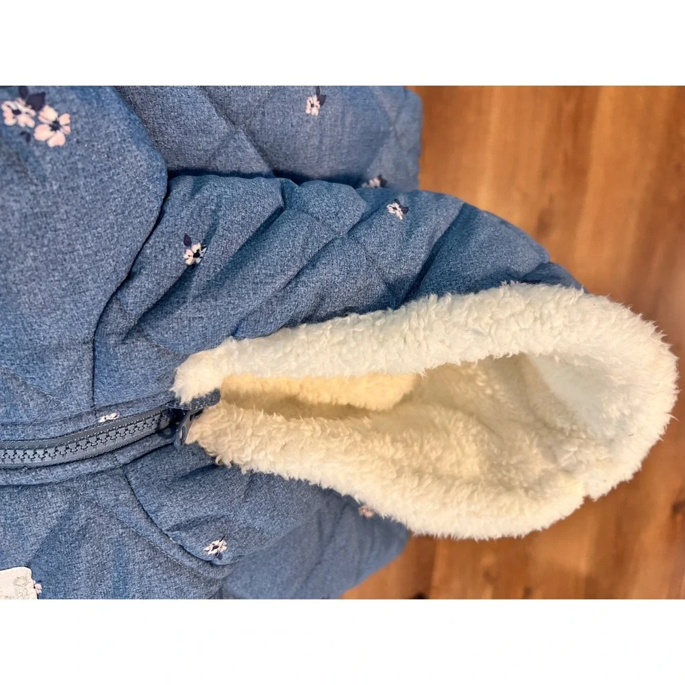 OshKosh B'gosh Baby Girls Blue Floral Quilted Snowsuit Bunting 6-9M OK-SZ1730 AD